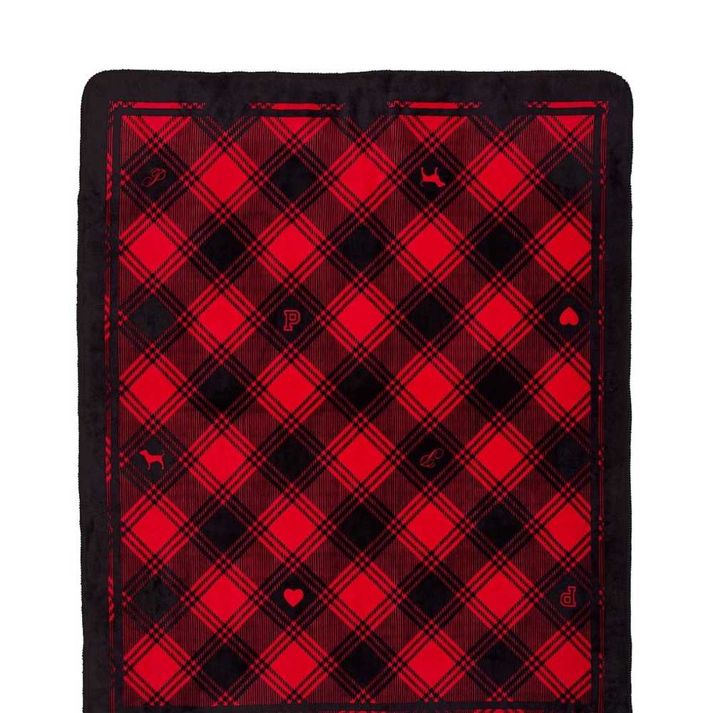Victoria's Secret Red and Black Plaid Throw Blanket